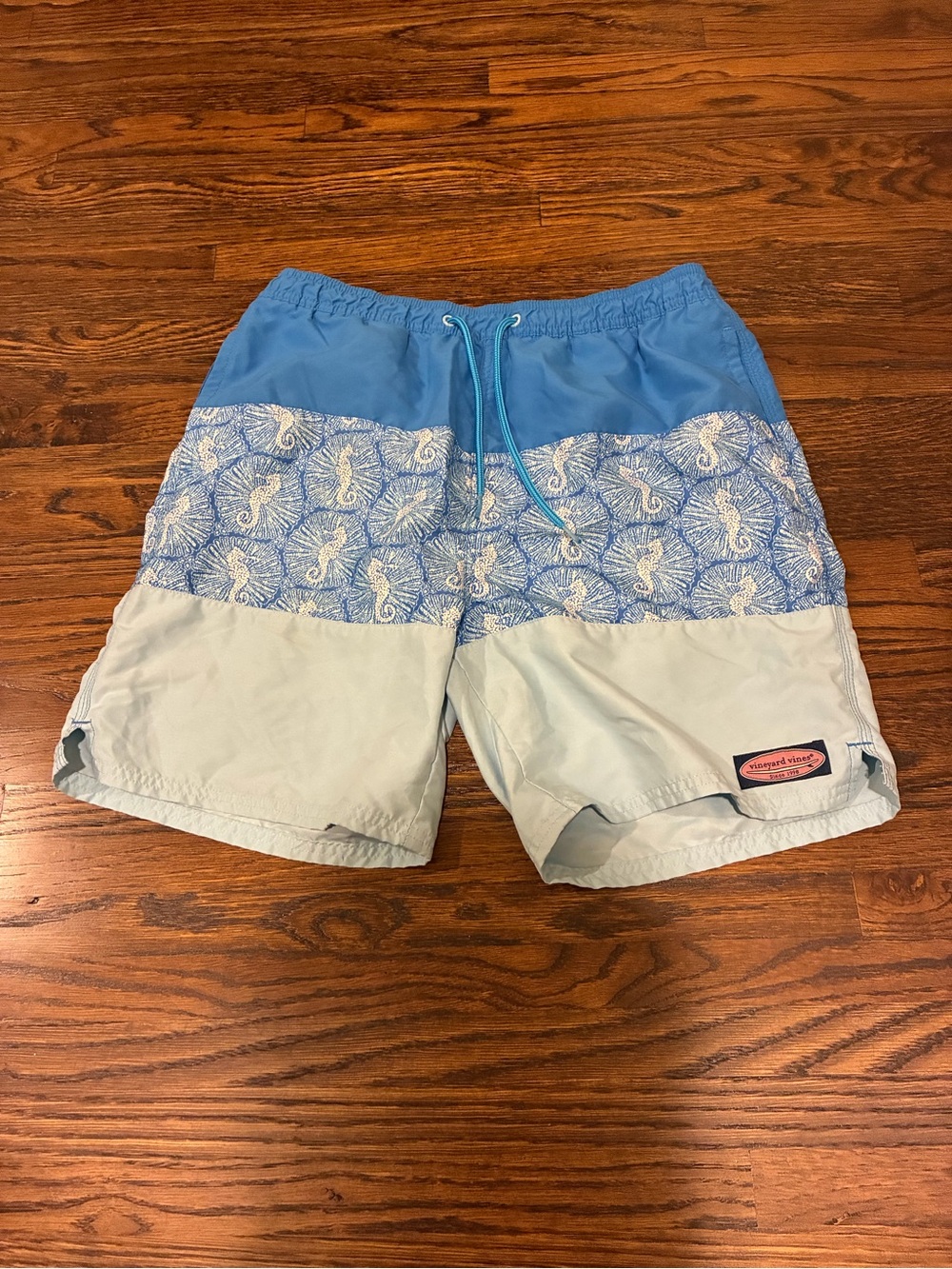 Vineyard Vines Youth Swim Trunks with Seahorse Print